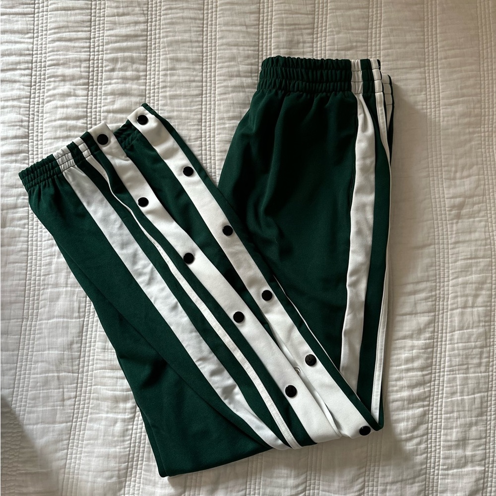 green button up joggers
